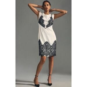 Anthropologie Maeve Black Lace T-Shirt‎ Slip Dress Size Side Zip Size Small NEW